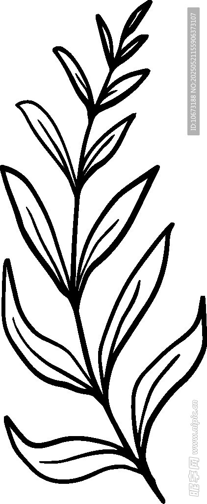 簡約線條植物枝葉圖案