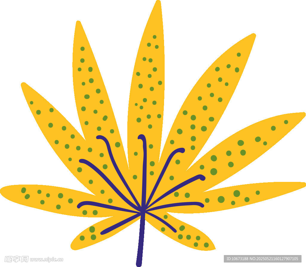 黃色斑點(diǎn)葉片插畫圖案