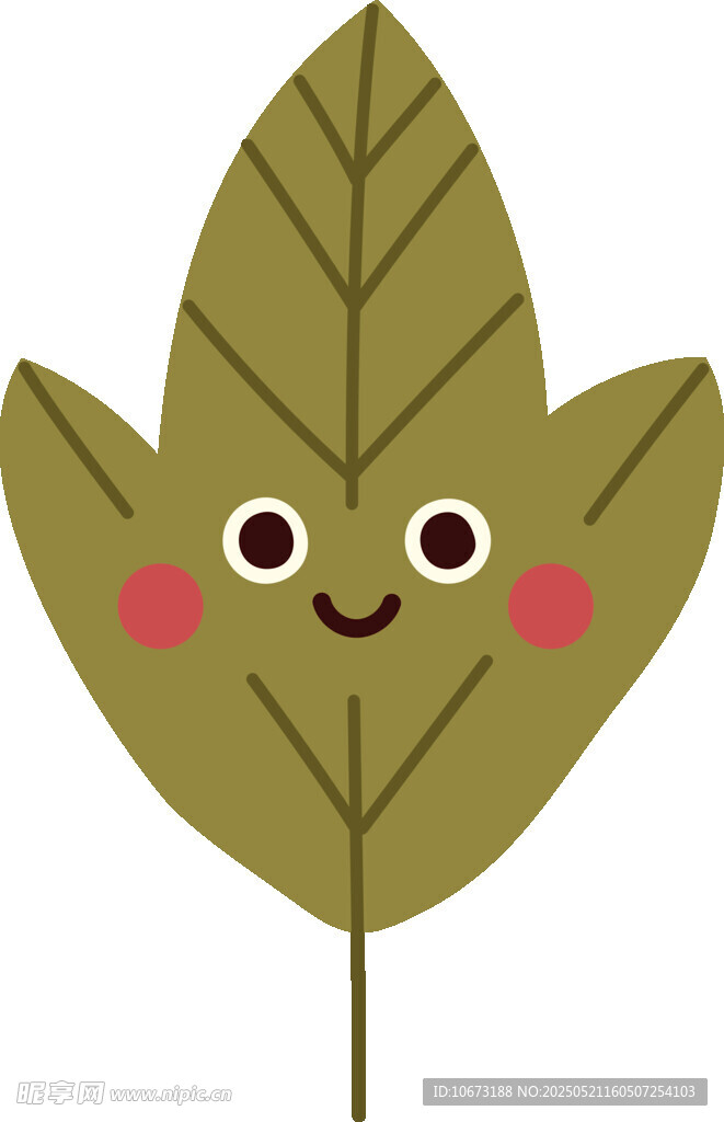 可愛笑臉綠葉插畫