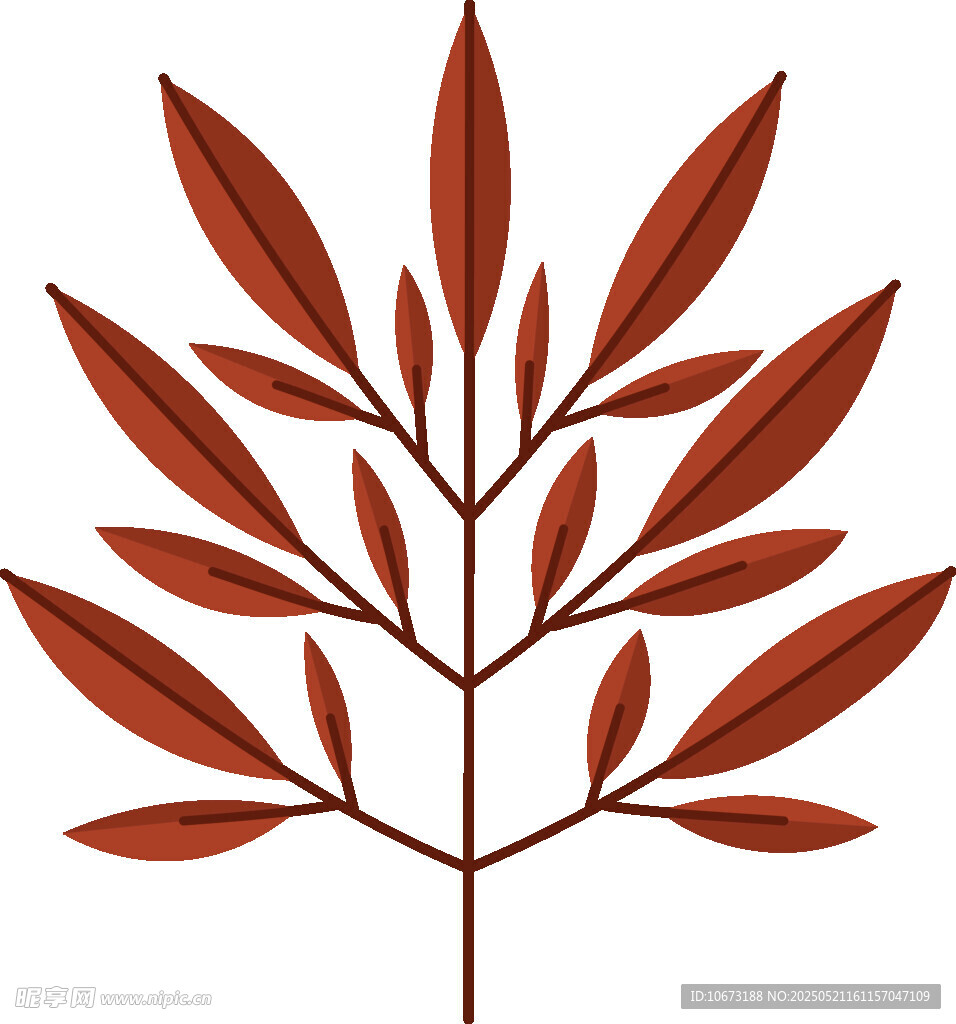 紅色葉片植物插畫