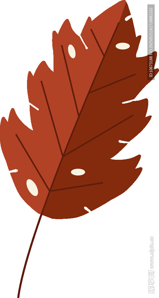 棕紅色帶孔葉片插畫