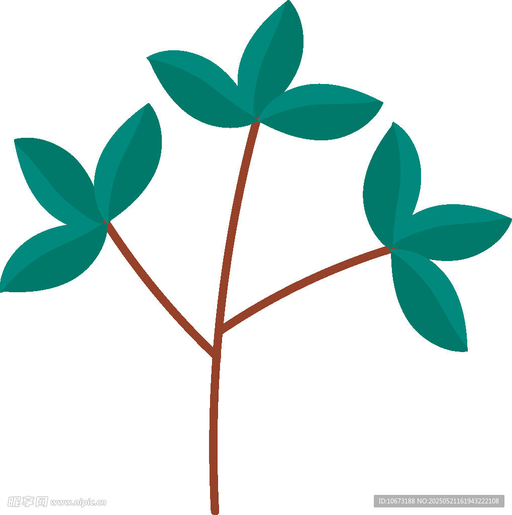 簡約三葉植物圖案