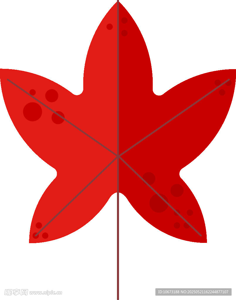 紅色五角星形狀的楓葉