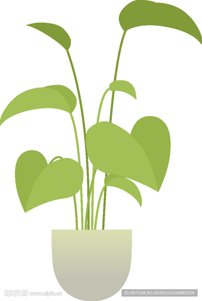 簡約綠植盆栽插畫