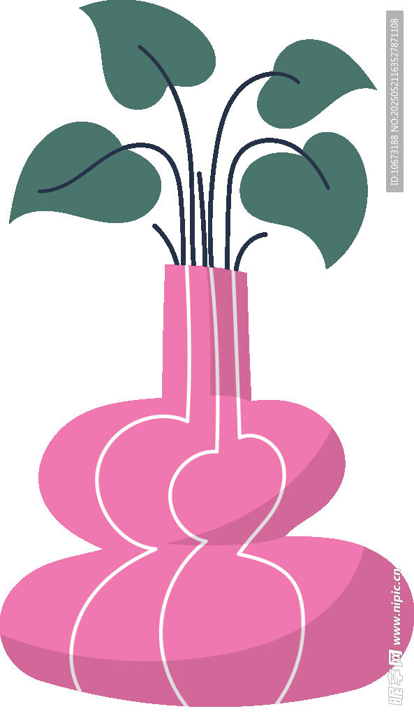 粉色花瓶插綠植