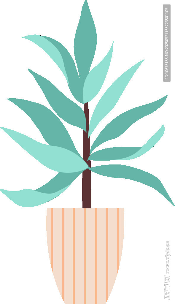 簡約盆栽插畫