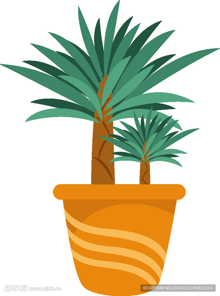 盆栽棕櫚樹 清新綠植圖案