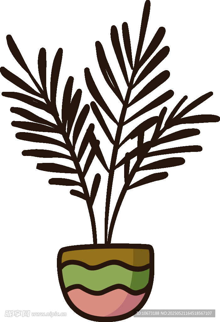 手繪盆栽植物插畫