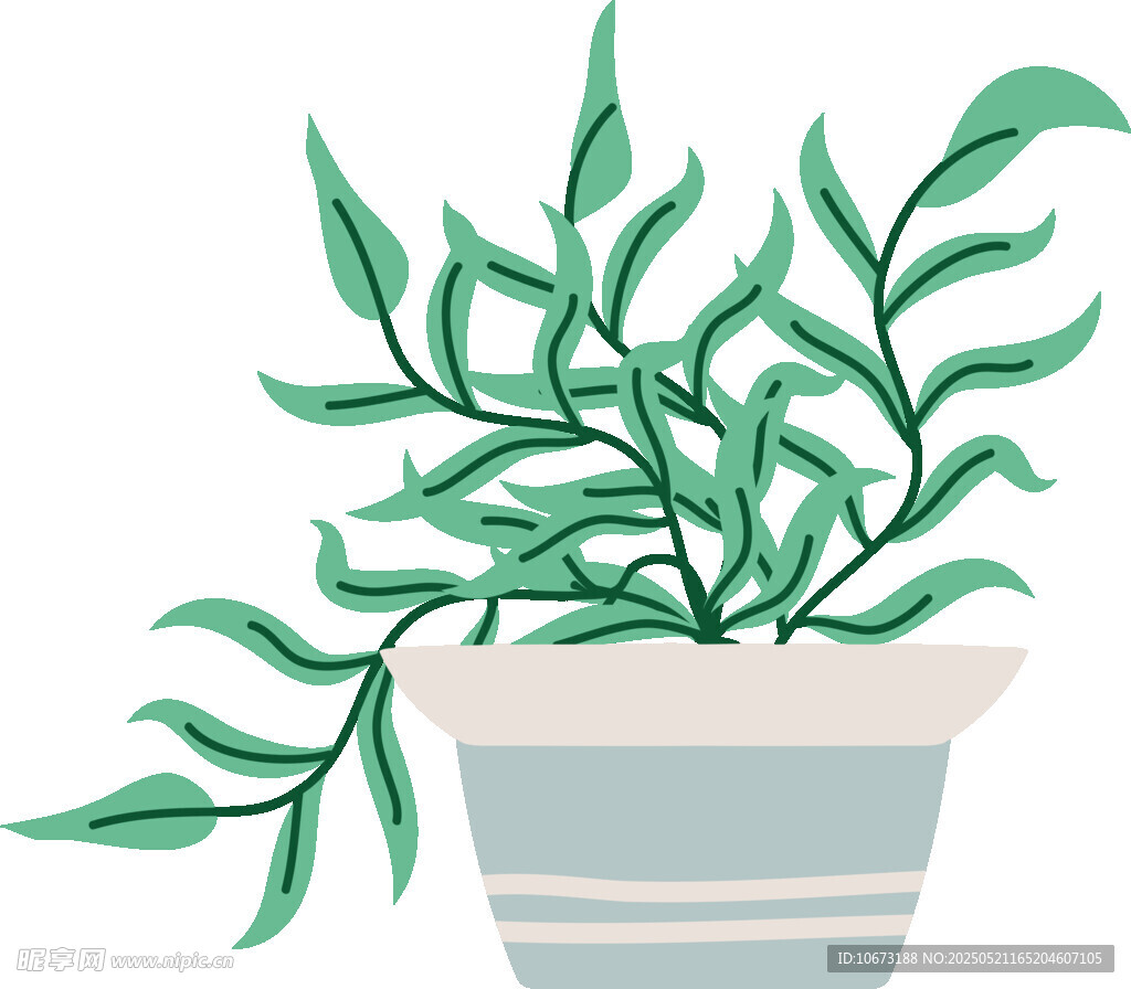 盆栽綠植插畫