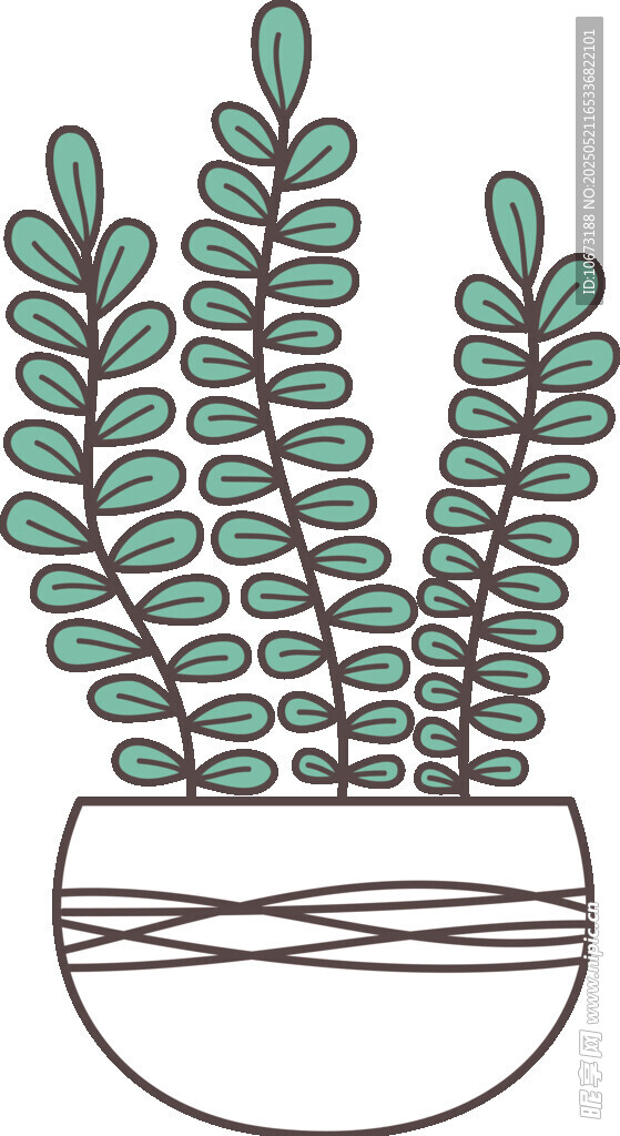 簡約盆栽插畫