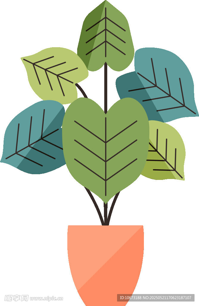 盆栽綠植插畫