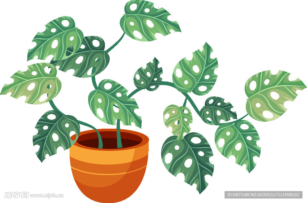 盆栽綠植插畫