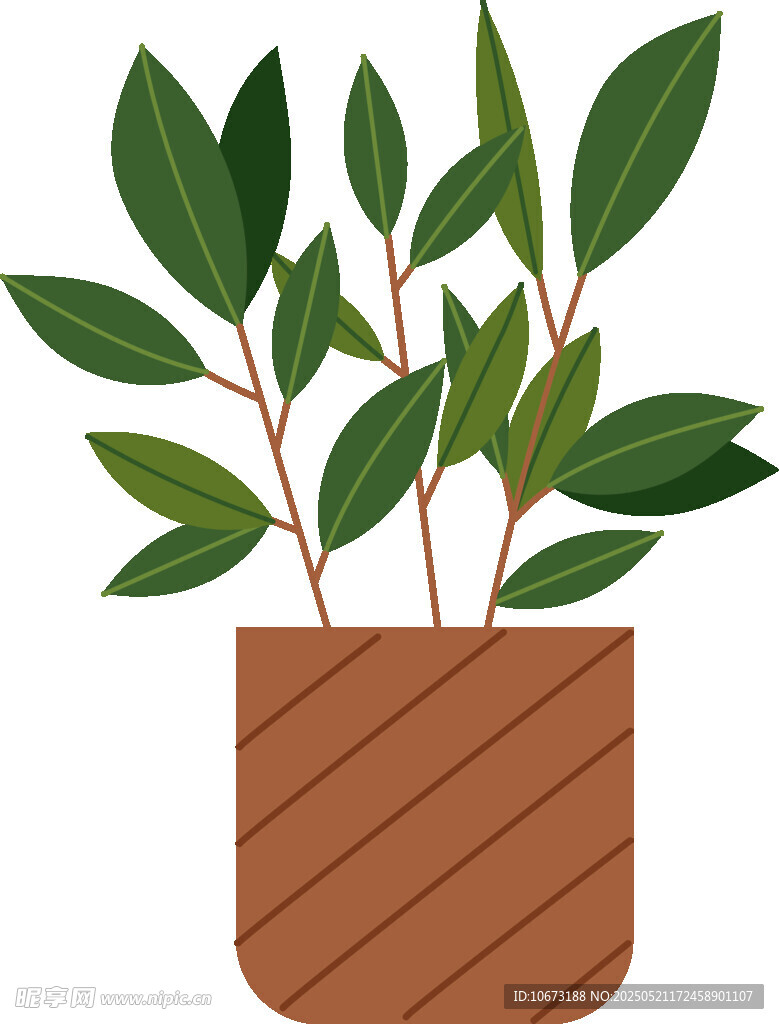 盆栽綠植插畫