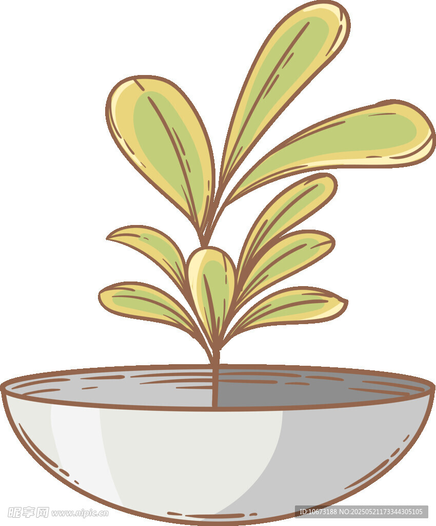 盆栽綠植插畫