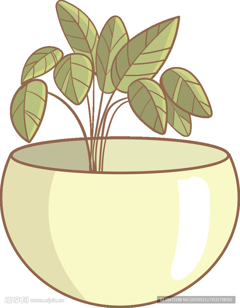 盆栽綠植插畫