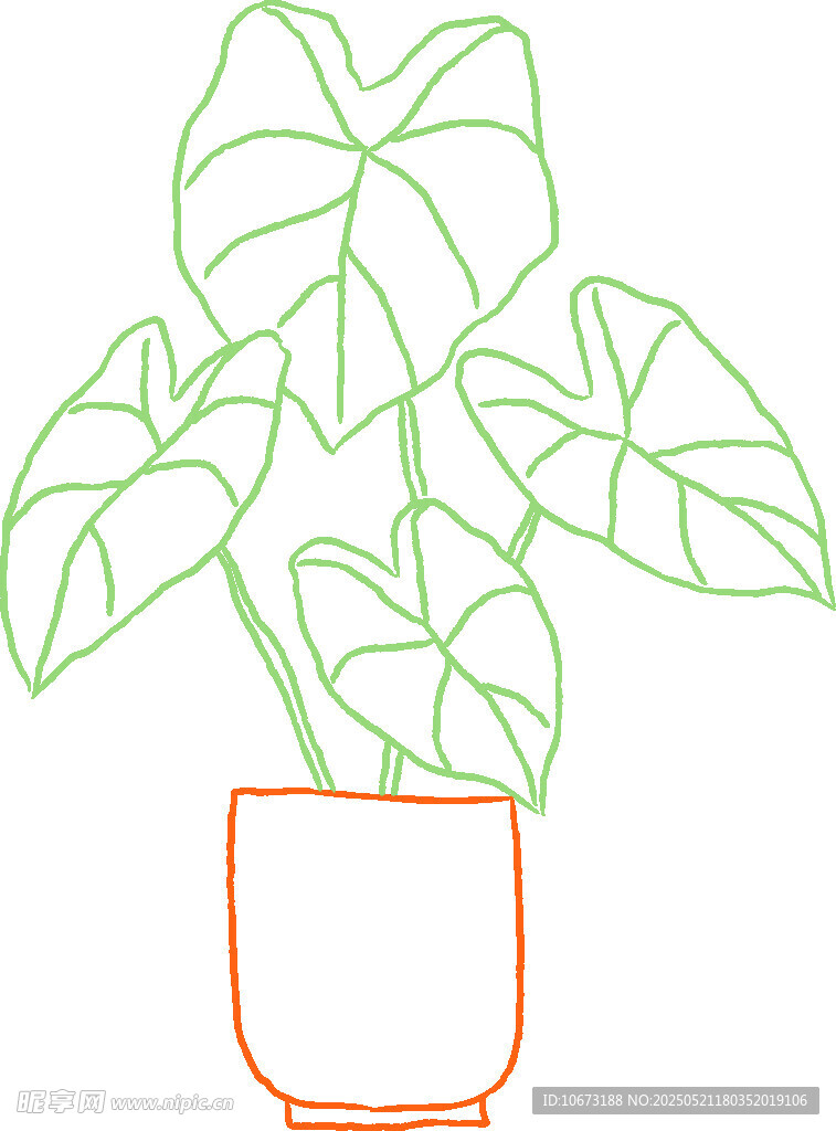 簡約盆栽插畫