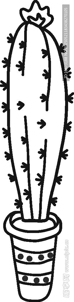 簡約盆栽線條插畫設(shè)計圖