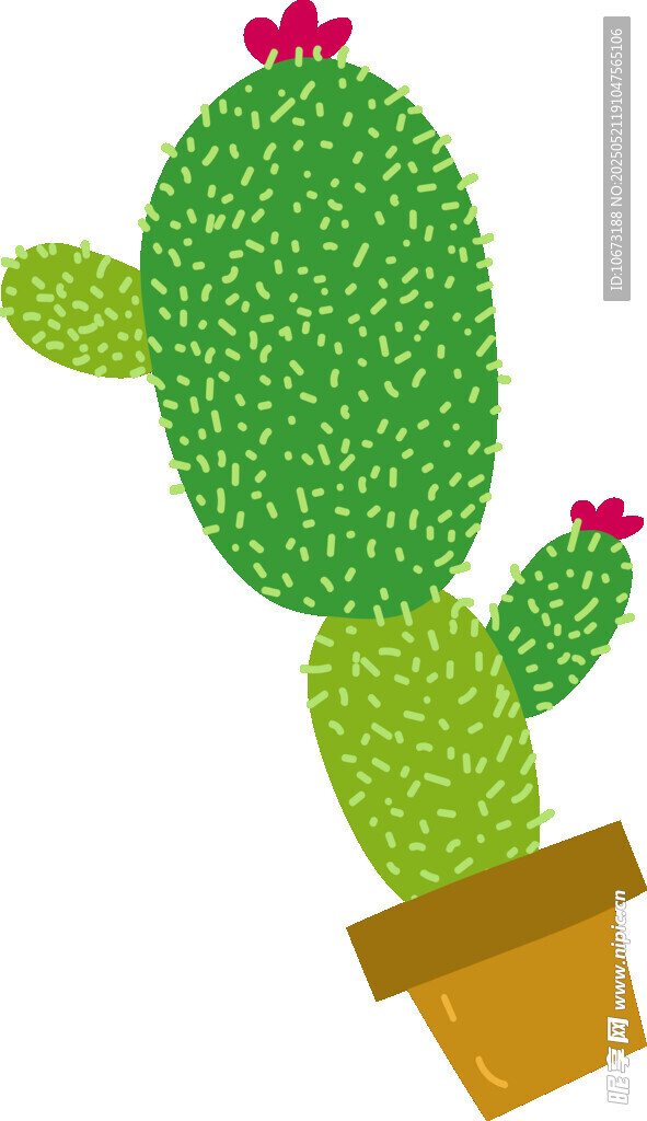 可愛仙人掌盆栽插畫