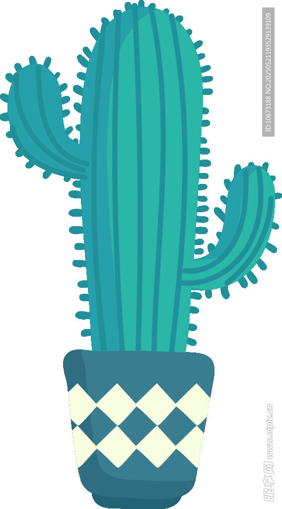 盆栽仙人掌插畫
