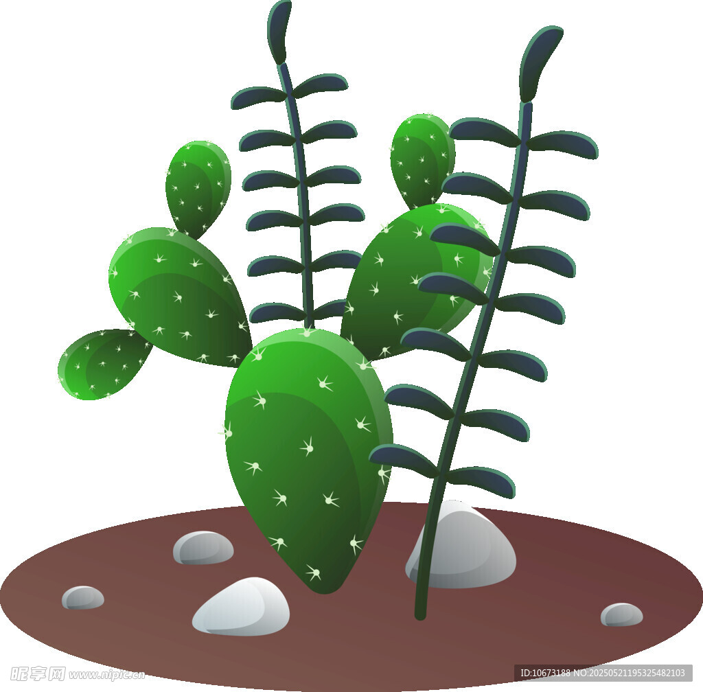 卡通風(fēng)格仙人掌植物景觀
