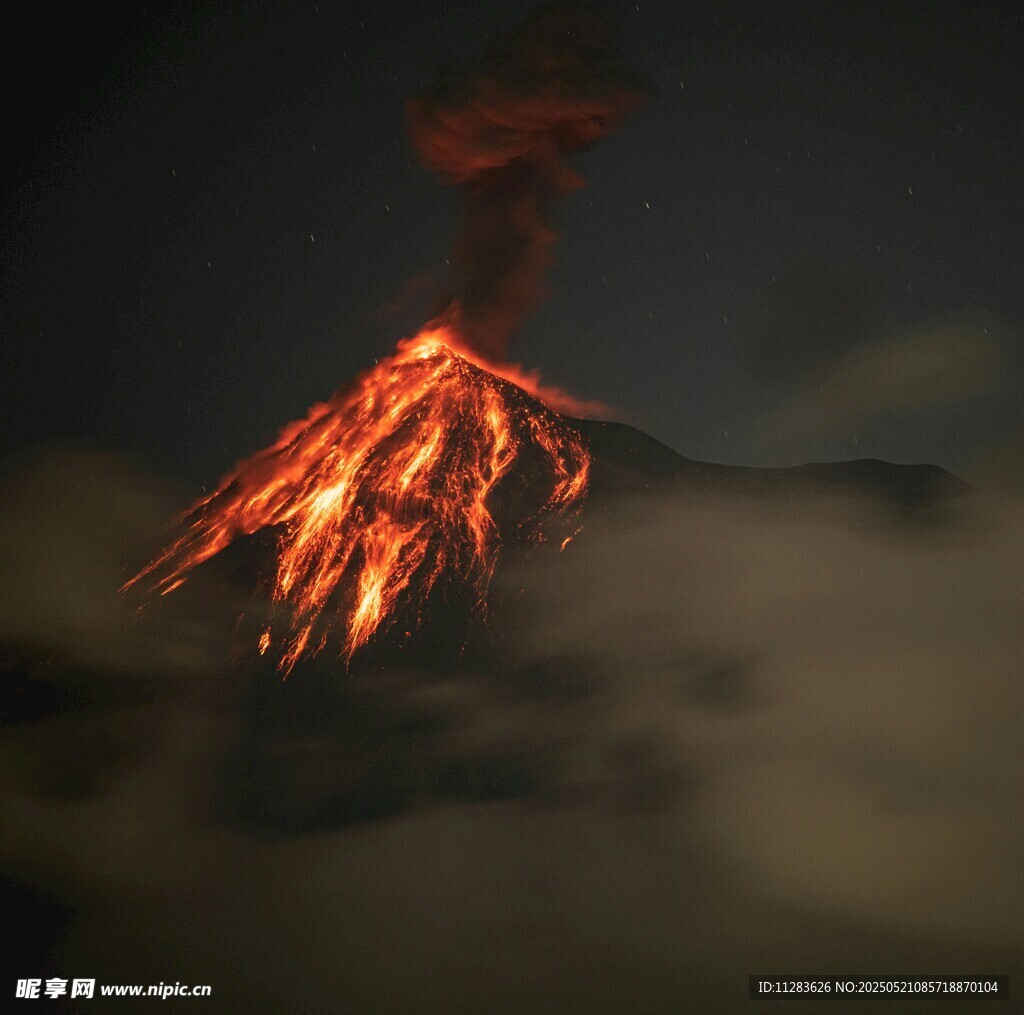 火山噴發瞬間壯麗景象