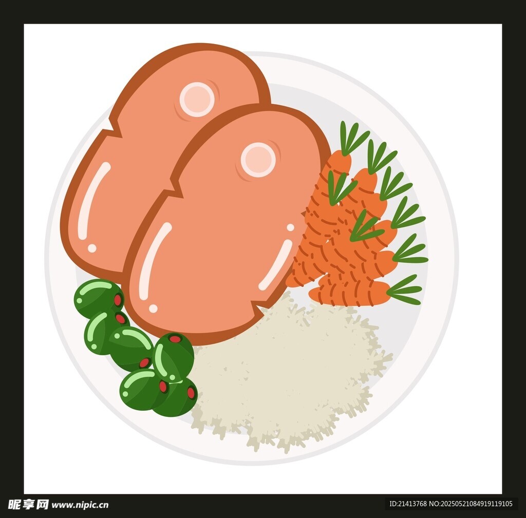 美味火腿配米飯