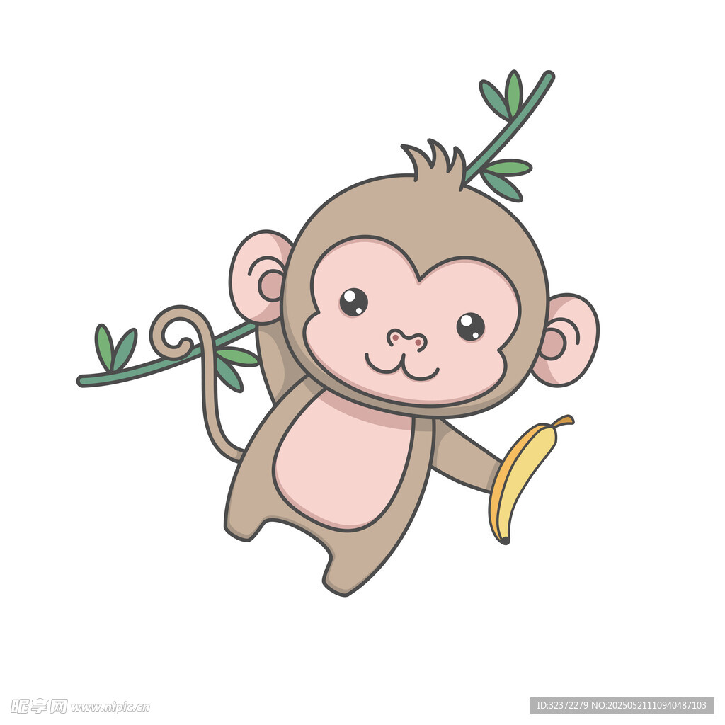 可愛小猴手持香蕉