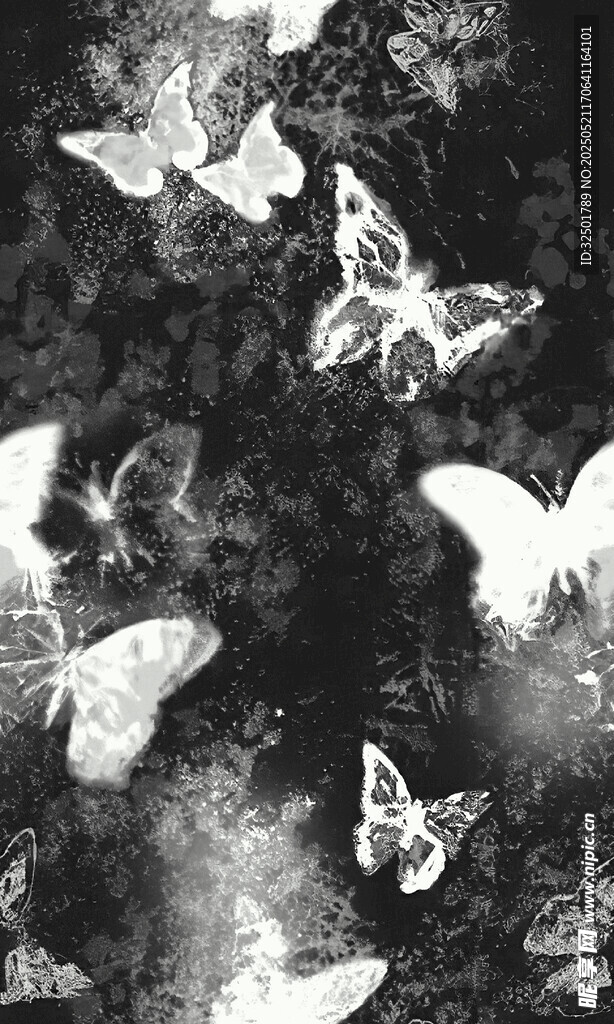 黑白夢幻蝴蝶飛舞畫面