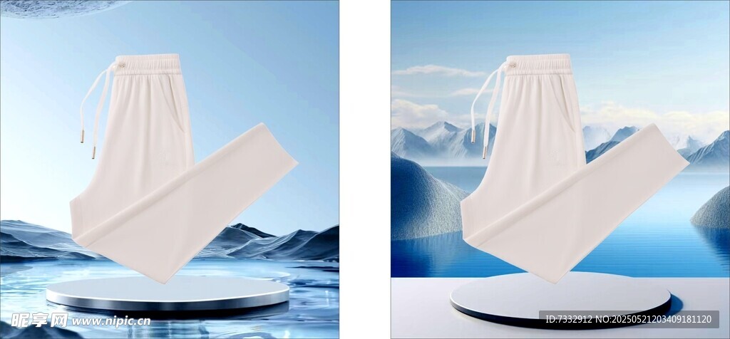 雪山前的白色雕塑景觀