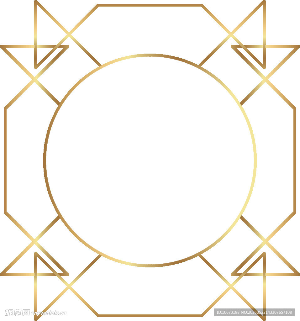 金色幾何邊框圓形裝飾圖案