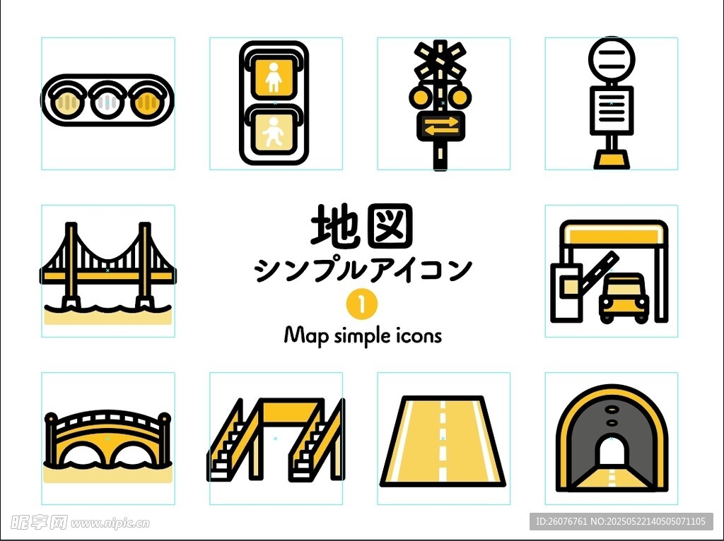 卡通日本地標建筑圖標