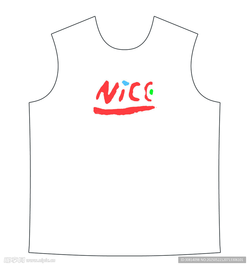 白色背心印NICE字樣