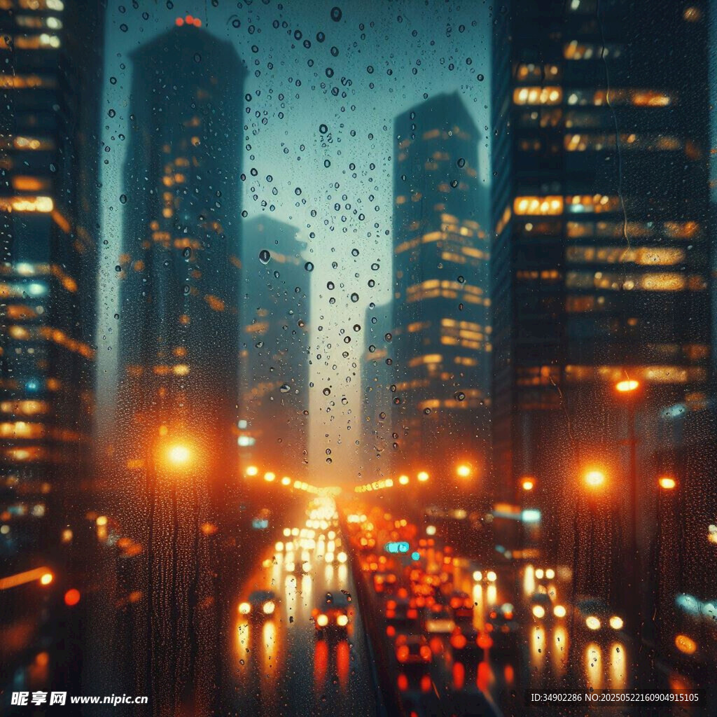 都市雨夜繁華街景