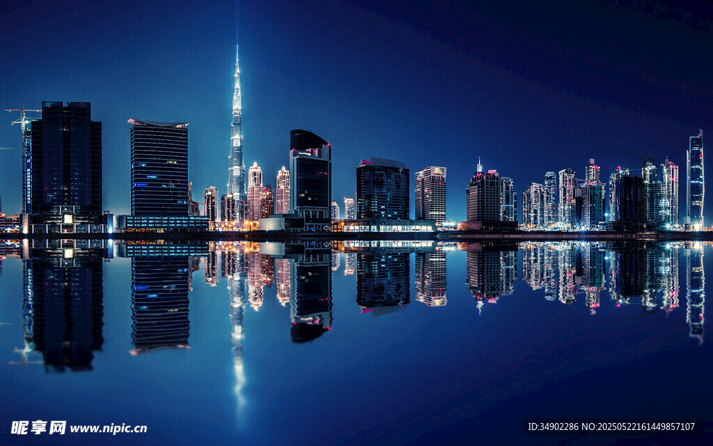 城市夜景倒影璀璨迷人