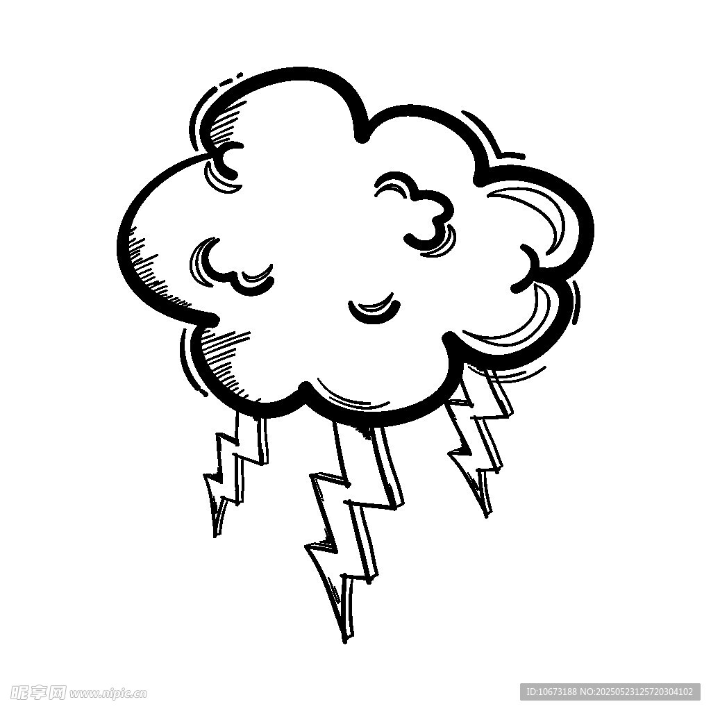 卡通雷電云朵形象