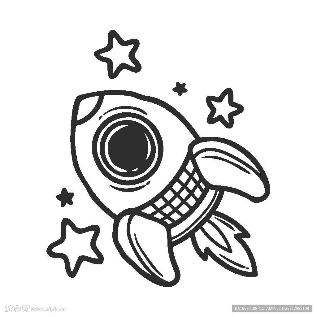 卡通火箭與星星圖案