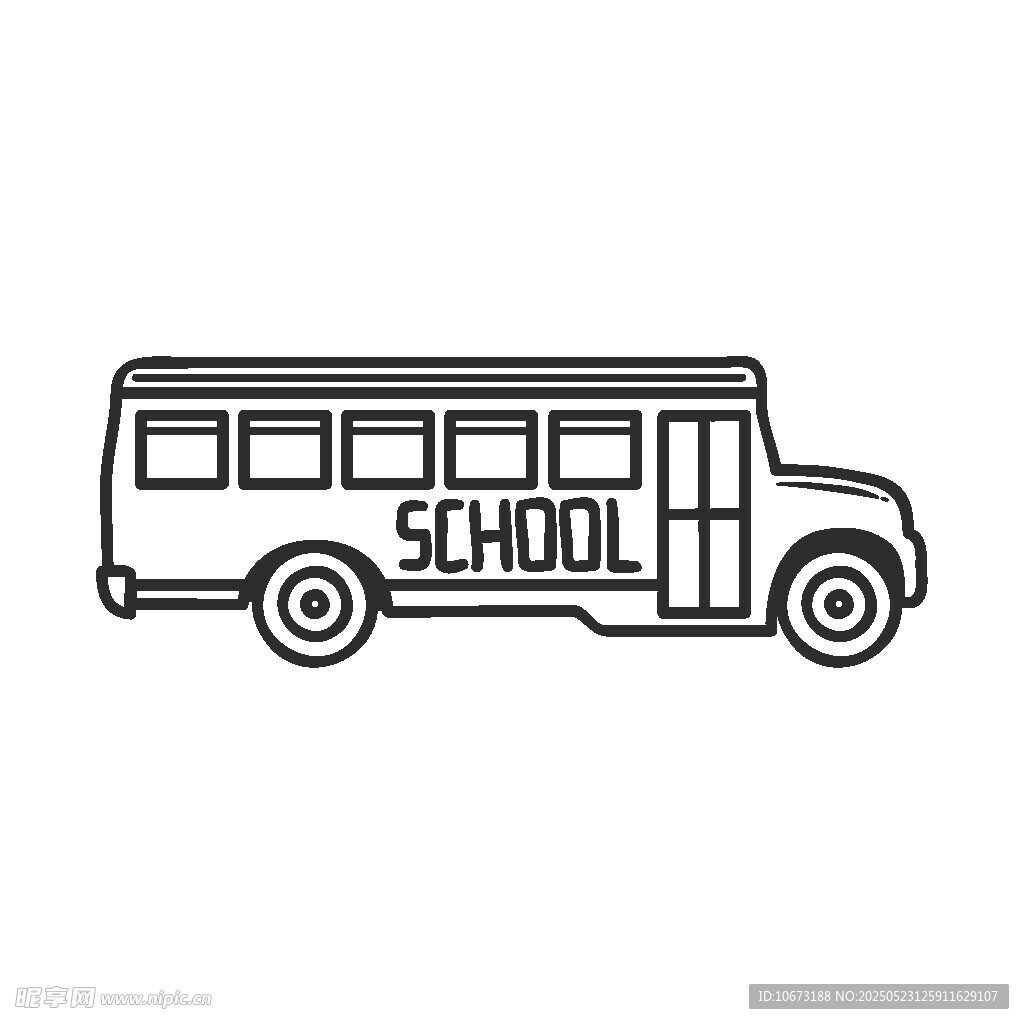 簡約線條風格的校車圖標