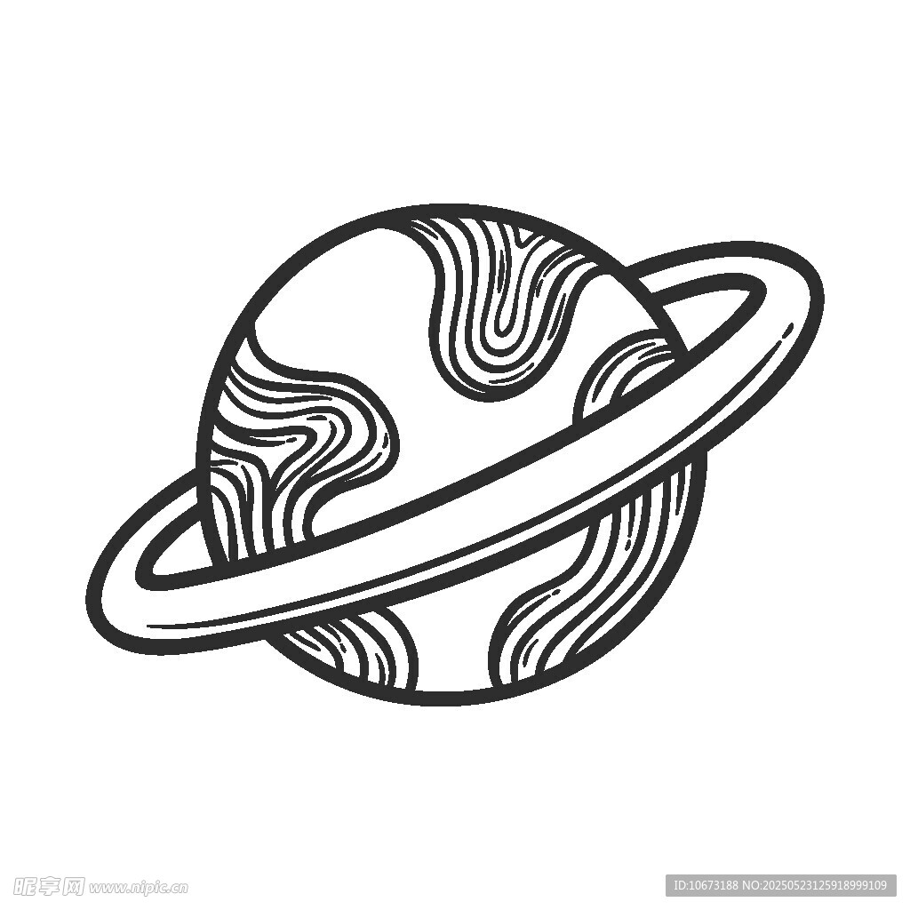 手繪線條風格的行星圖案