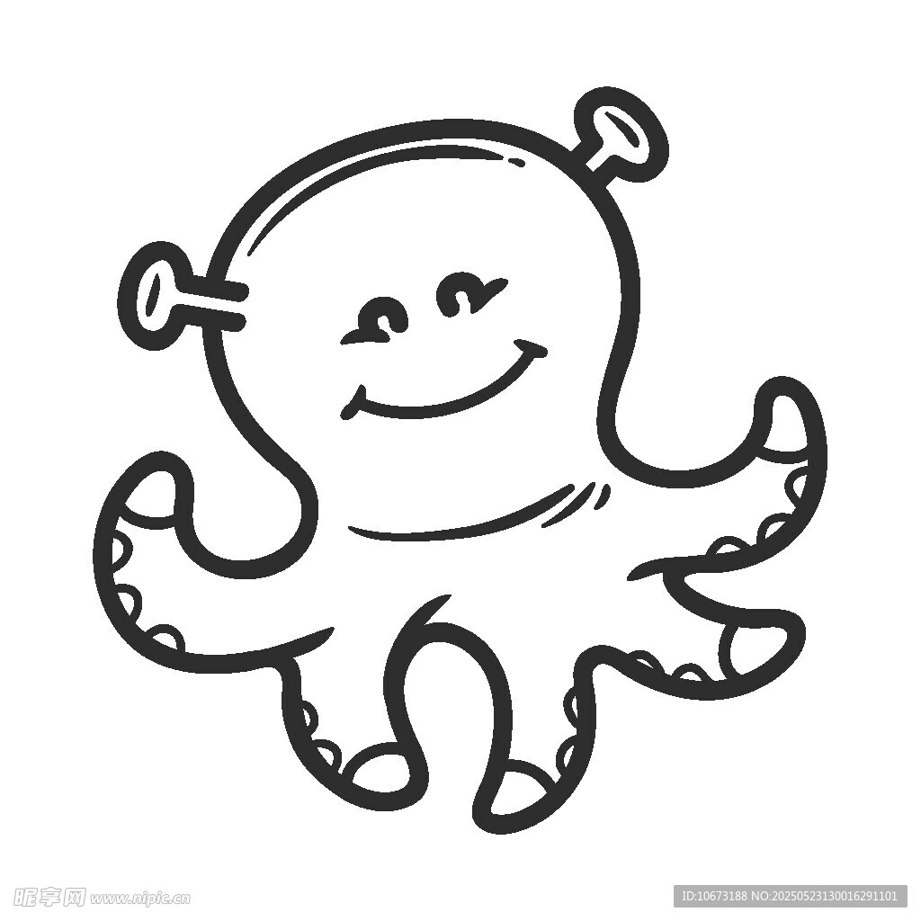 可愛卡通章魚形象插畫