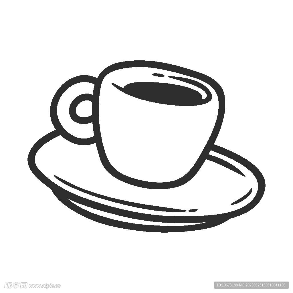 簡約手繪咖啡杯插畫