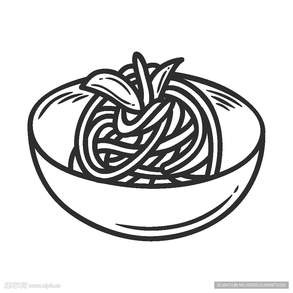 碗中面條插畫
