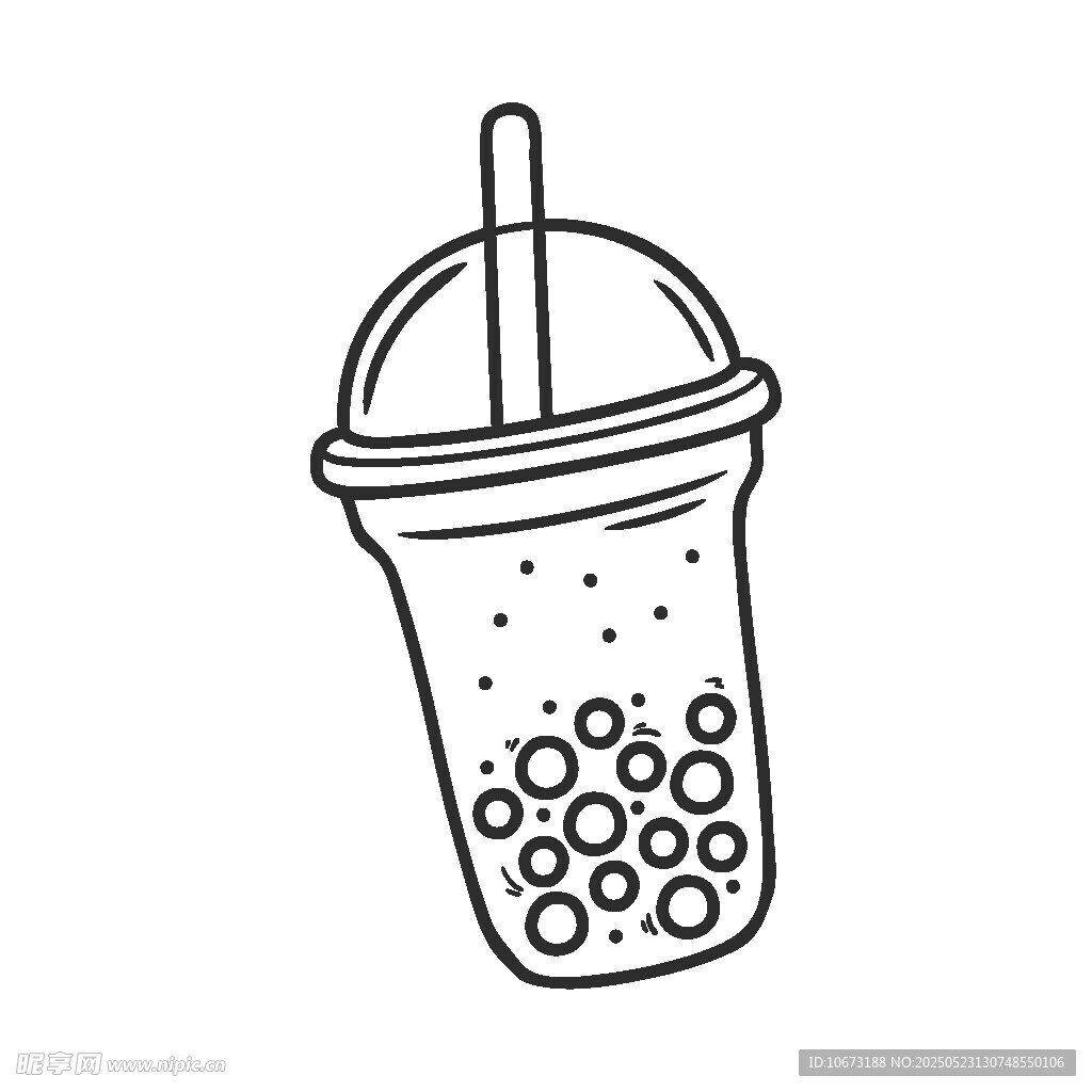 手繪珍珠奶茶插畫
