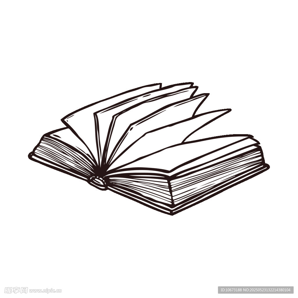 翻開的書籍簡筆畫
