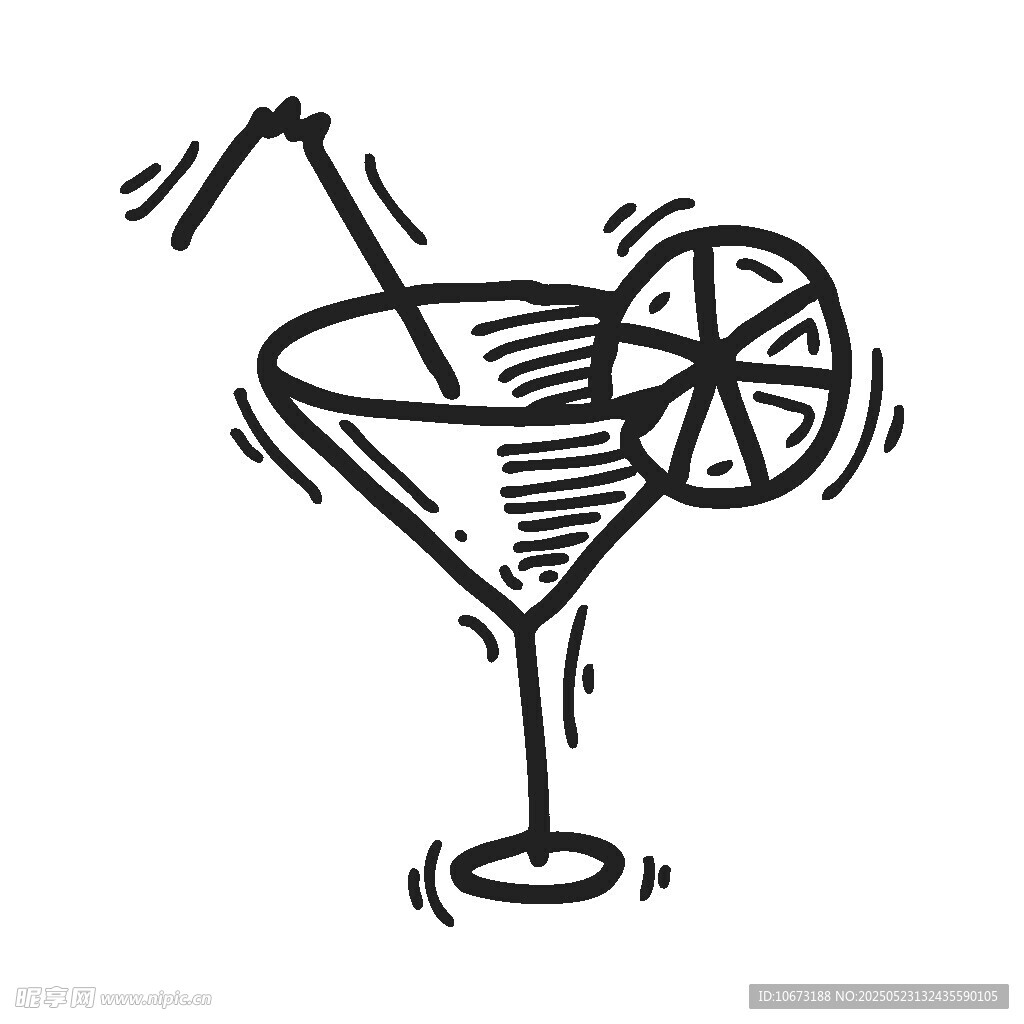 手繪雞尾酒杯插畫