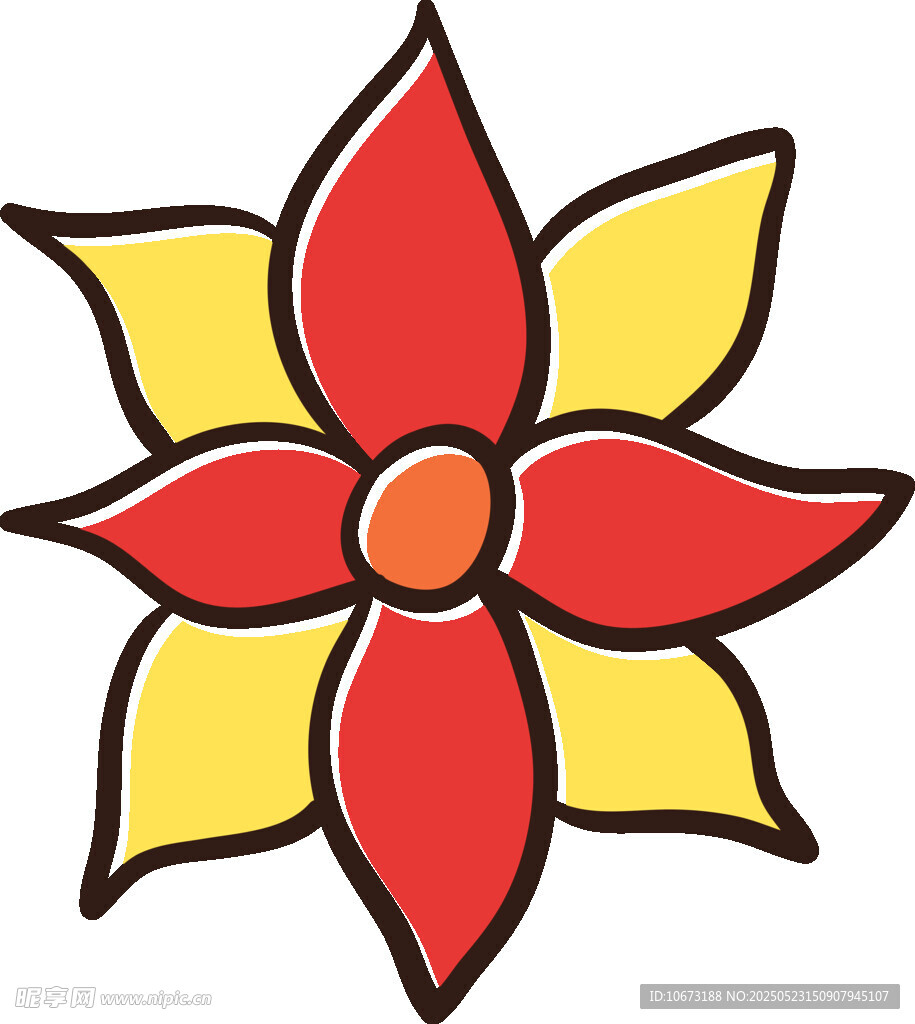 彩色六瓣花朵圖案