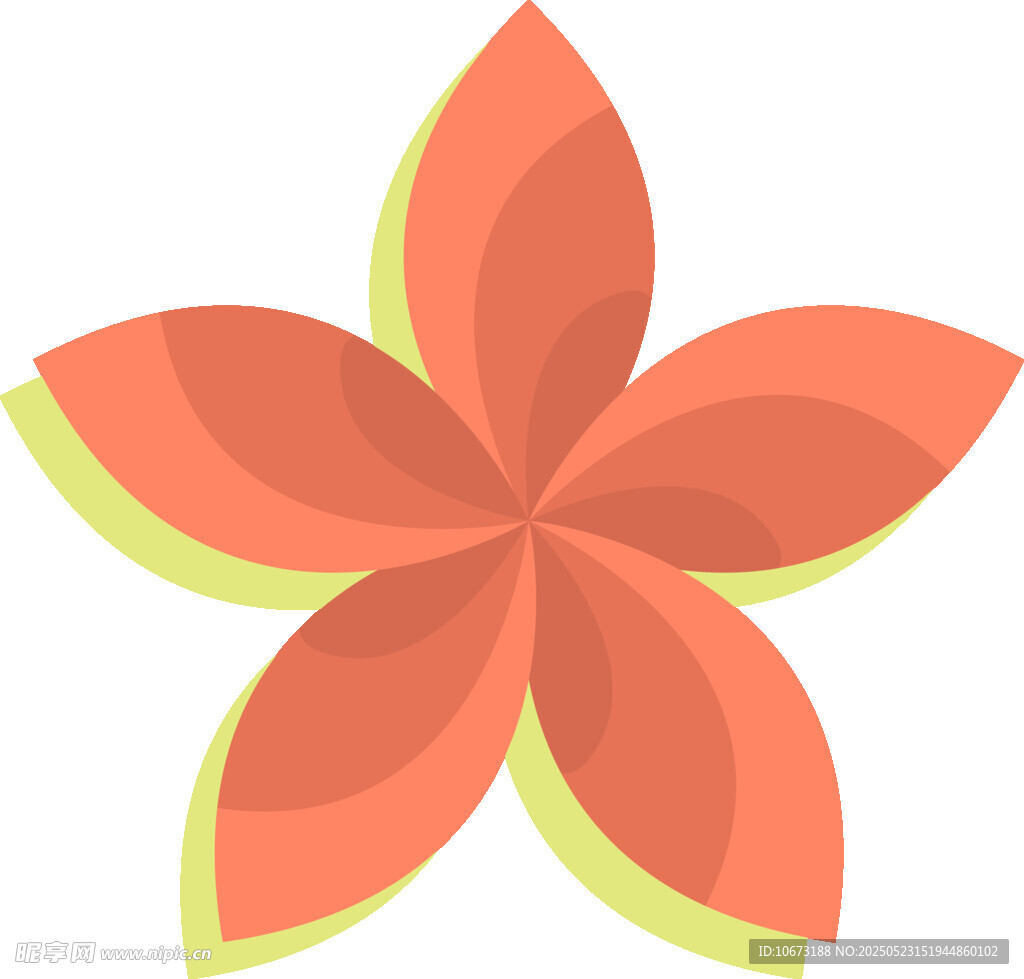 橙色五瓣花朵插畫