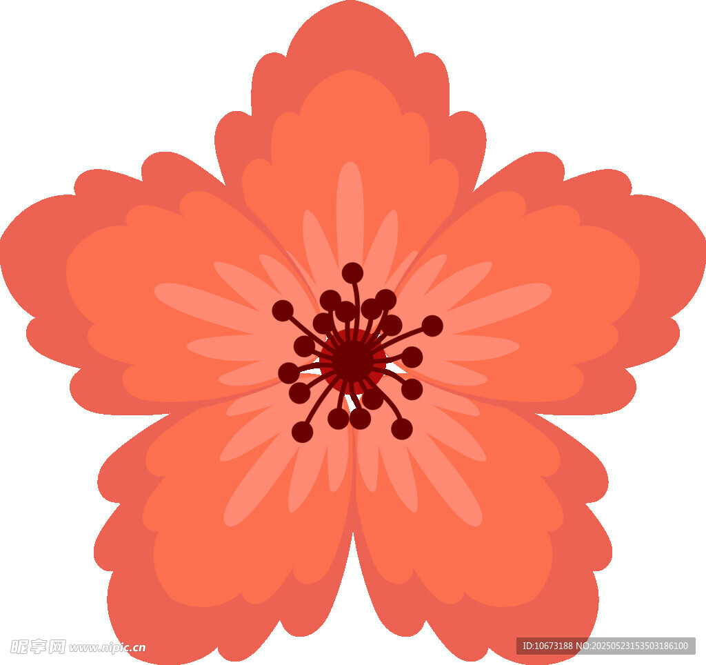 橙色花朵插畫