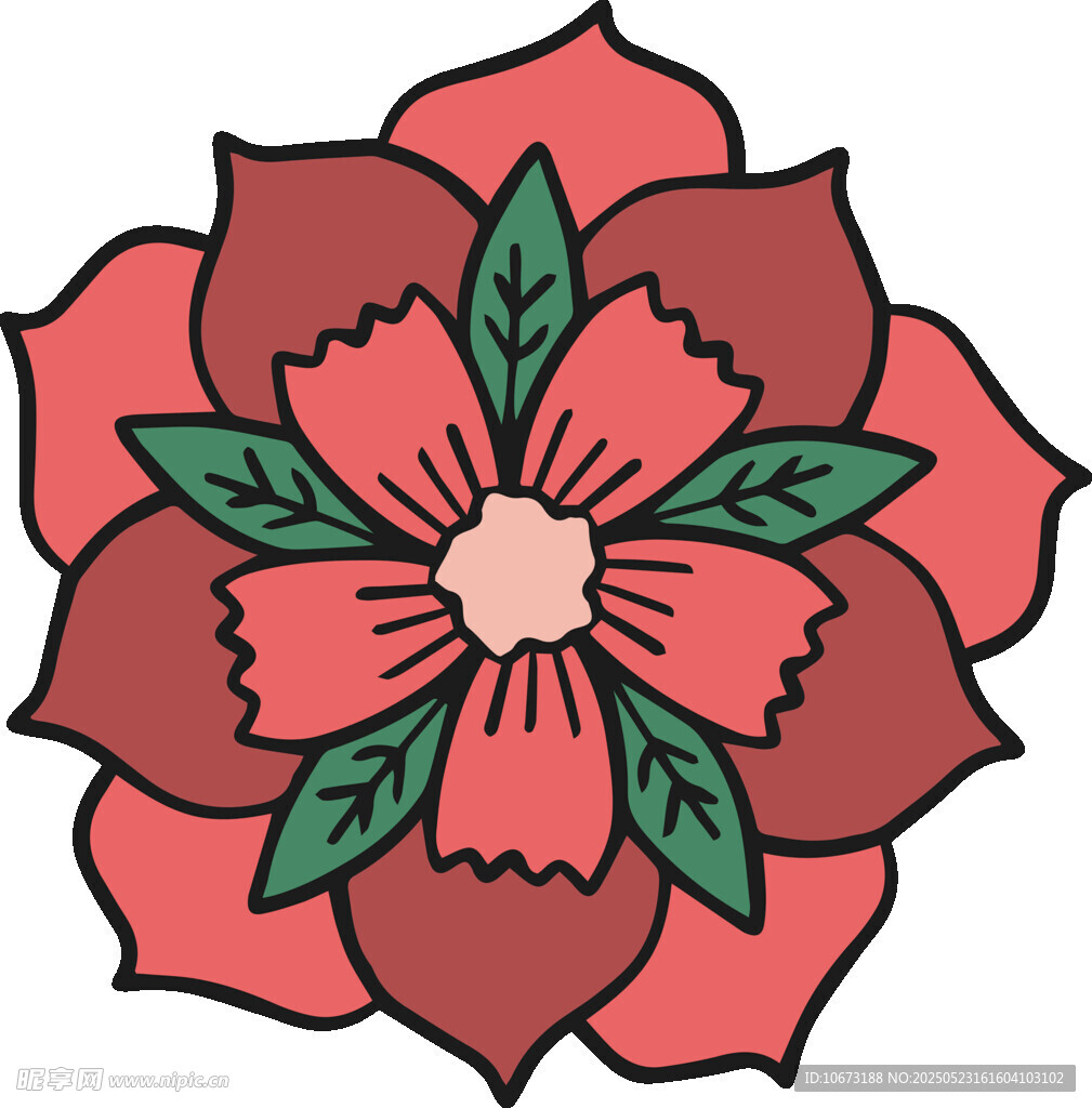 手繪紅色花朵插畫圖案