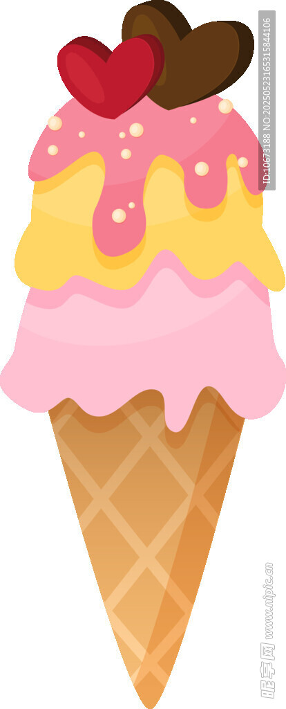 美味冰淇淋甜筒插畫