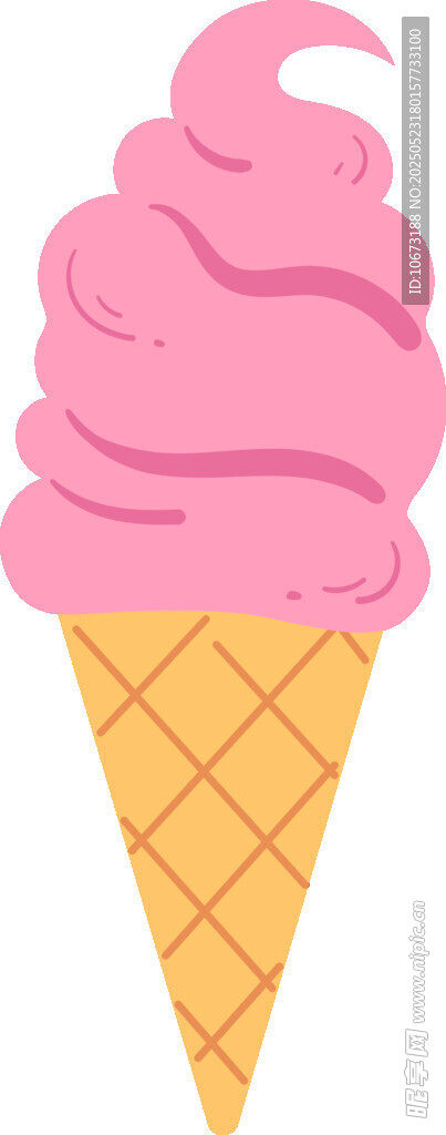 粉色甜筒冰淇淋